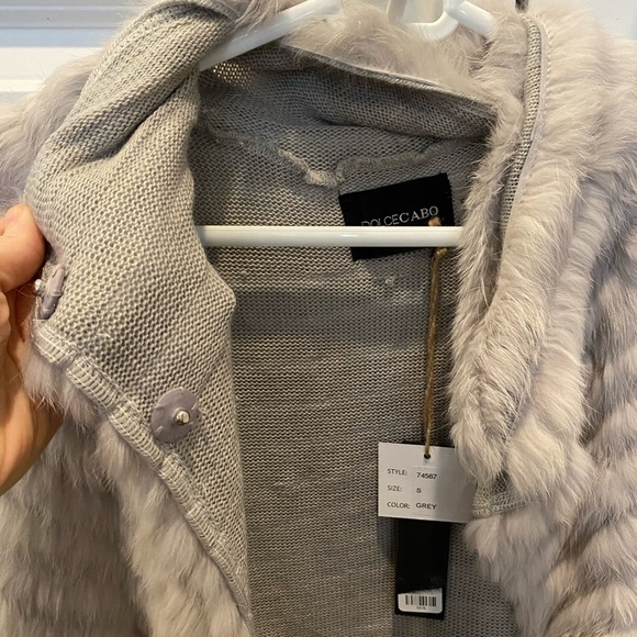 Dolce Cabo Rabbit Fur Grooved Open Vest - Picture 5 of 9